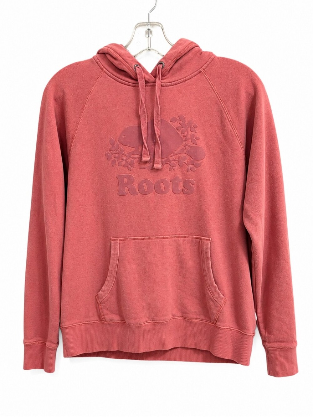 Roots Women’s Small Dusty Rose Pullover Hoodie Embroidered Beaver Logo Fleece
